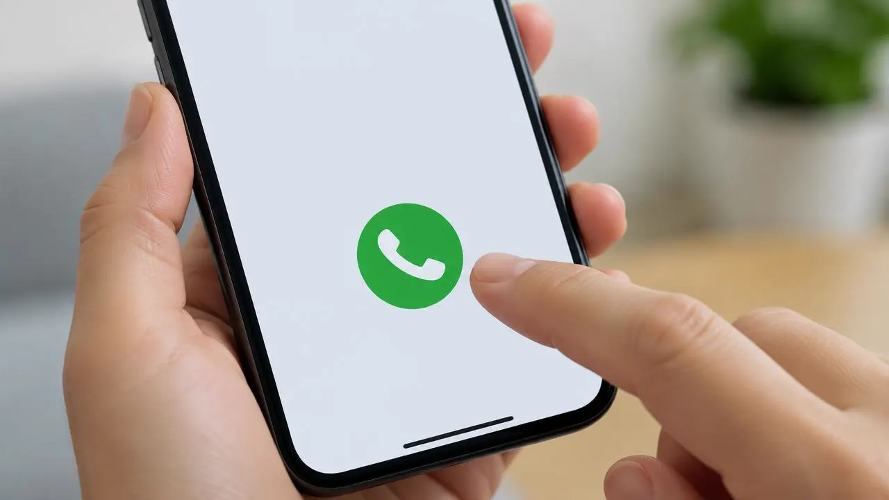 Person choosing to start a phone call.